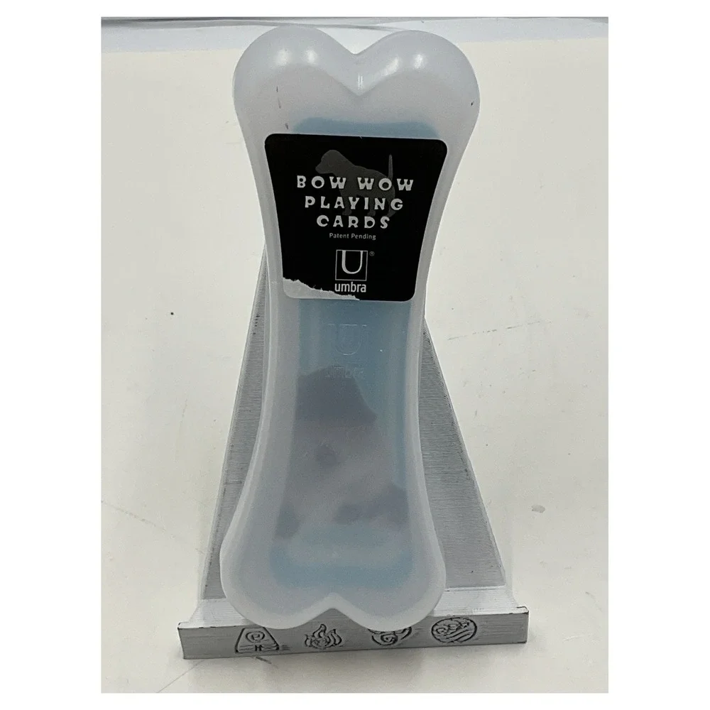 Umbra Bow Wow Playing Cards Dog Bone Shaped Case White Dog Lover Gift New